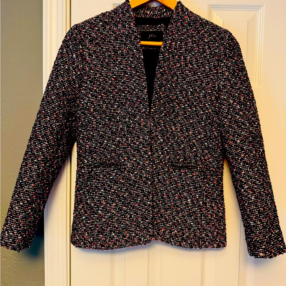 Pink confetti tweed going out Jcrew blazer